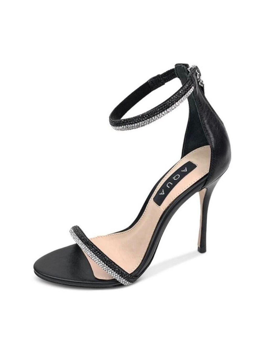 Aqua Olivia Ankle Strap Embellished Leather High Heel Sandals NWT